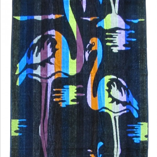 Πετσέτα Θαλάσσης 100% Βαμβακερή 90Χ170 Dark Blue Flamingo - 1738