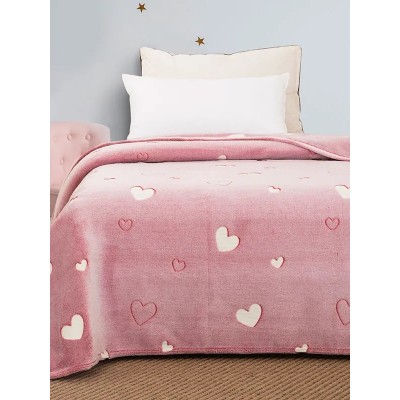 Κουβέρτα Φωσφοριζέ Κούνιας Sunshine 110X140 - Hearts Pink - 041-53-hearts-pink
