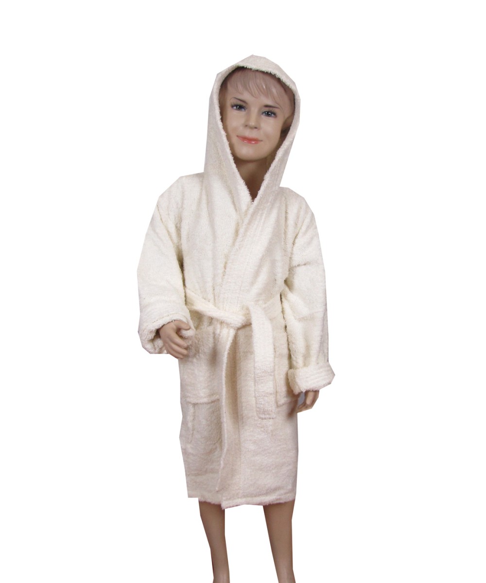 Ecru children's bathrobe with hood - 8522