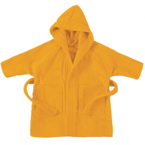 Yellow children's bathrobe with hood - 761