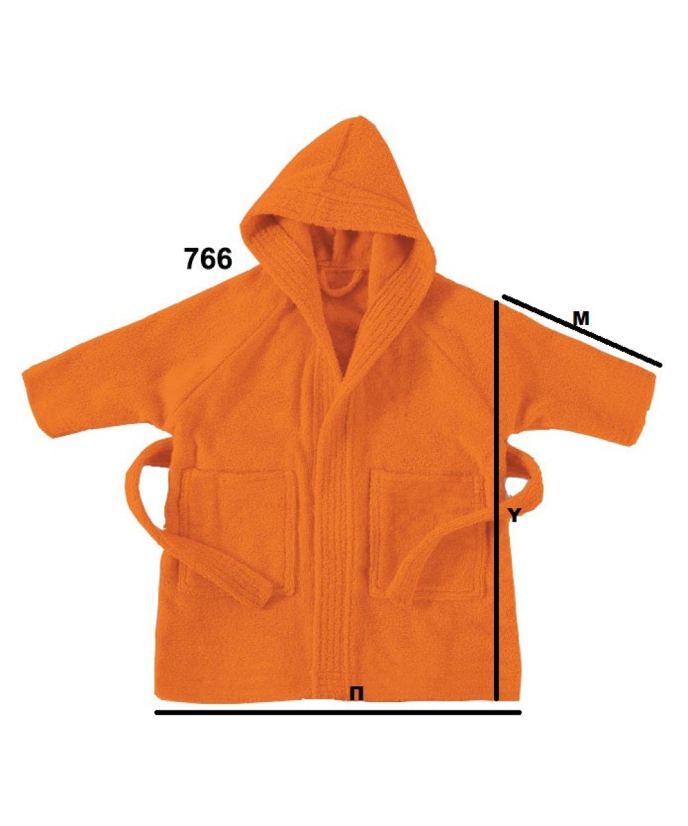 Orange children's bathrobe with hood - 766