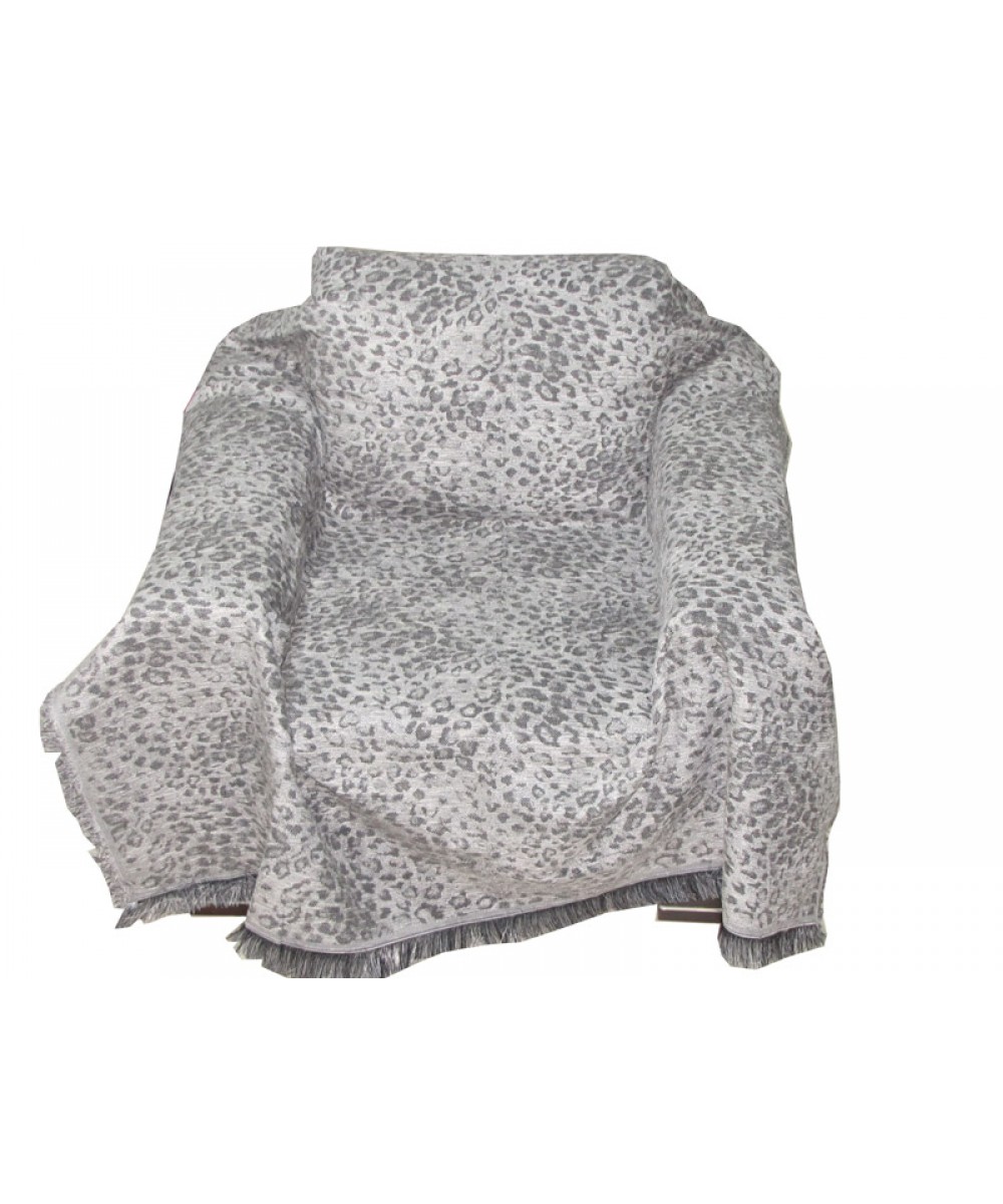 Three Seater Soft Touch Chenille Sofa Throw Cheetah Grey 170X290 Ideato - 1834-3