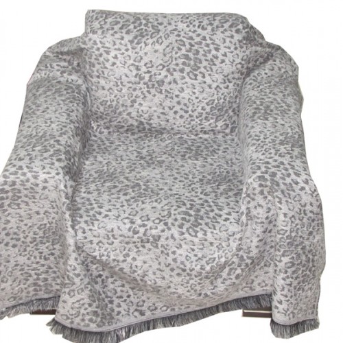 Three Seater Soft Touch Chenille Sofa Throw Cheetah Grey 170X290 Ideato - 1834-3