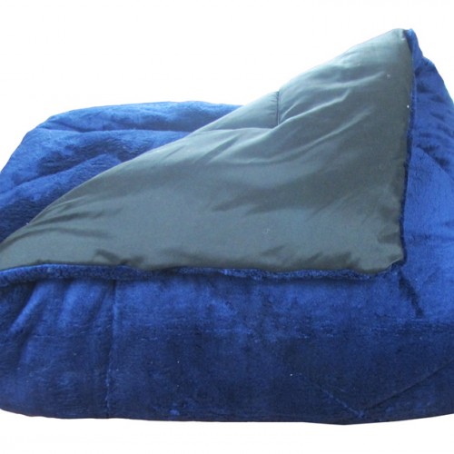 Queen Quilted Blanket Ideato 220X240 made of Flannel - Micro Blue - 1888