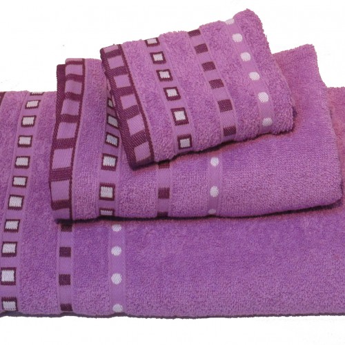 Towel KOMBOS Pennie 450g/m2 Polka Dot Jacquard Purple Hand 30x50