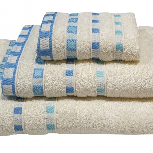 KOMBOS Pennie Towel 450g/m2 Polka Dot Jacquard Cream-Turquoise Hand Towel 30x50