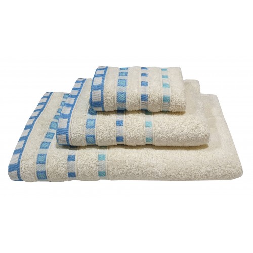 KOMBOS Pennie Towel 450g/m2 Polka Dot Jacquard Cream-Turquoise Hand Towel 30x50