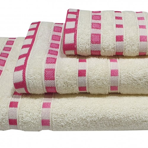 KOMBOS Pennie Towel 450g/m2 Polka Dot Jacquard Cream-Coral Hand 30x50