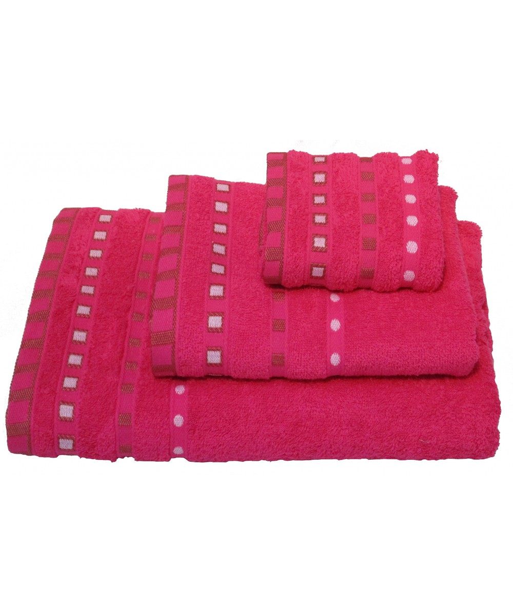 Towel KOMBOS Pennie 450gr/m2 Polka Dot Jacquard Fuchsia Hand 30x50