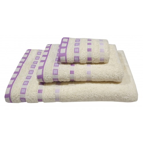 KOMBOS Pennie towel 450g/m2 Polka Dot Jacquard Cream-Purple Face Towel 50x90