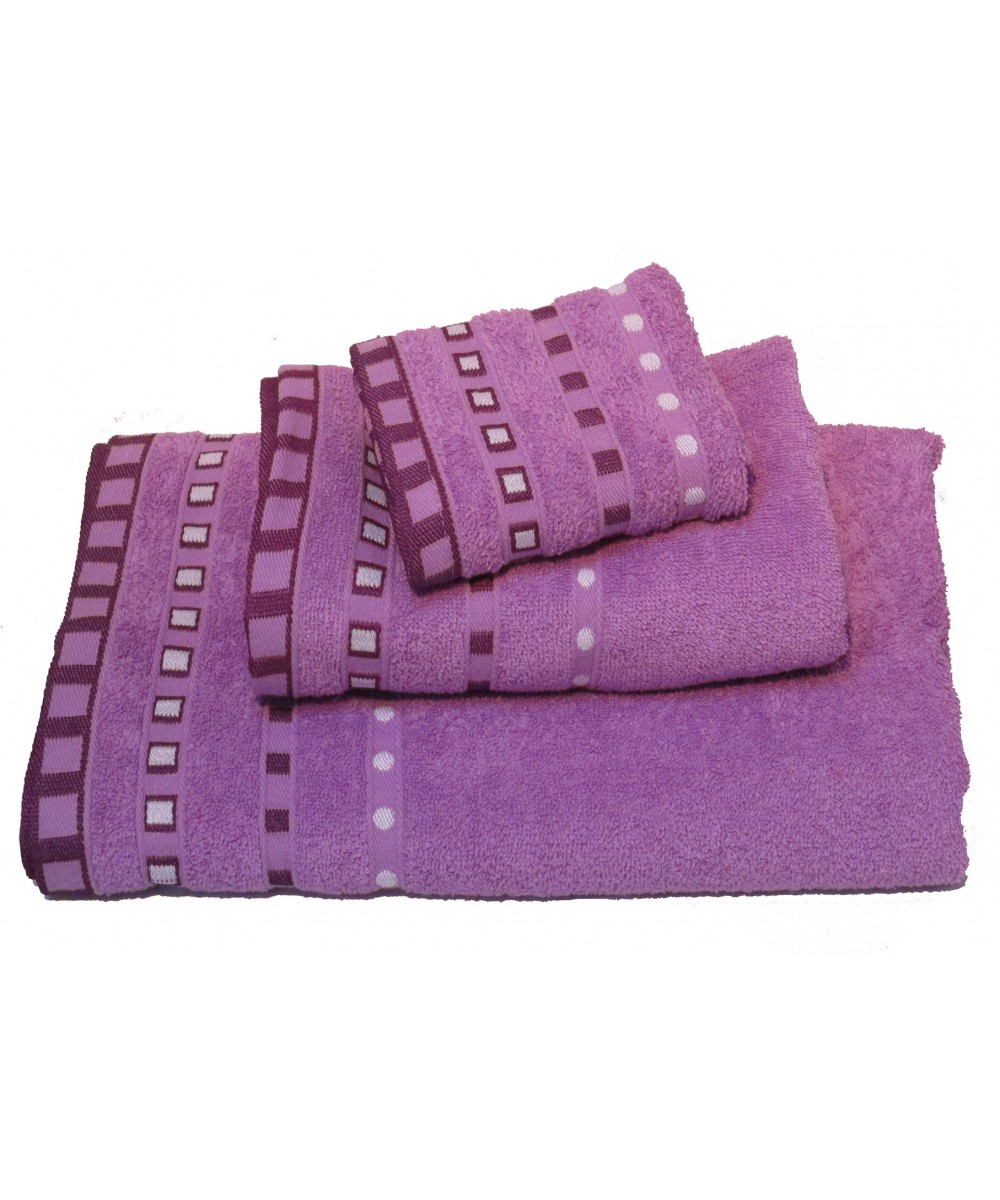KOMVOS Pennie Towel 450g/m2 Polka Dot Jacquard Lilac Body 70x140
