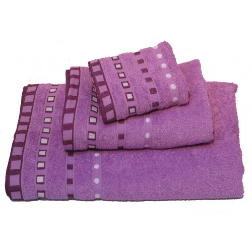 Towel Set 3 pcs KOMBOS Pennie 450g/m2 Polka Dot Jacquard Purple (30x50, 50x90, 70x140)
