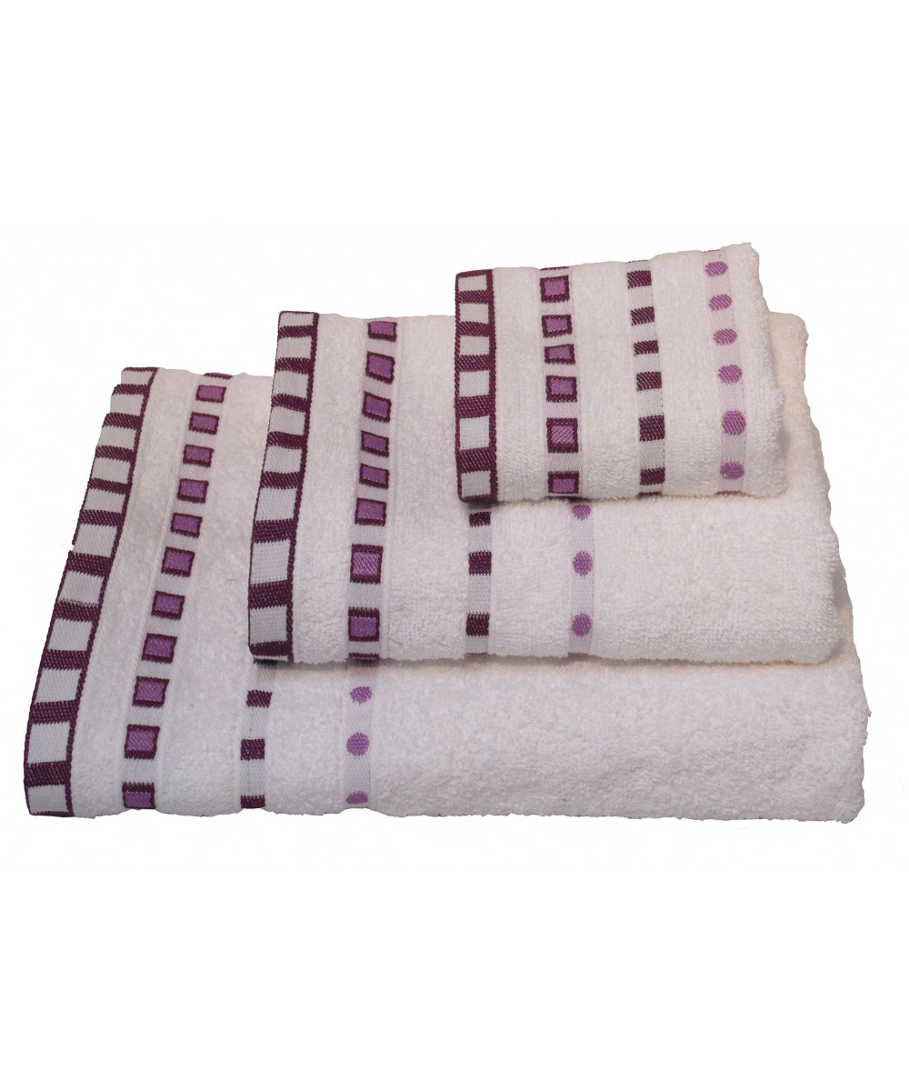 Towel Set 3 pcs KOMBOS Pennie 450g/m2 Polka Dot Jacquard White (30x50, 50x90, 70x140)