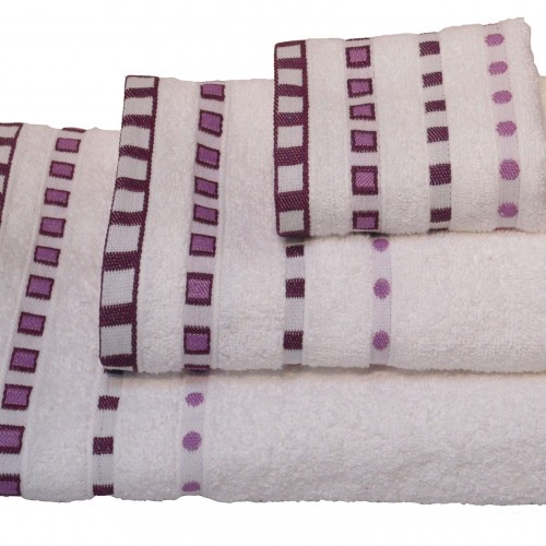 Towel Set 3 pcs KOMBOS Pennie 450g/m2 Polka Dot Jacquard White (30x50, 50x90, 70x140)