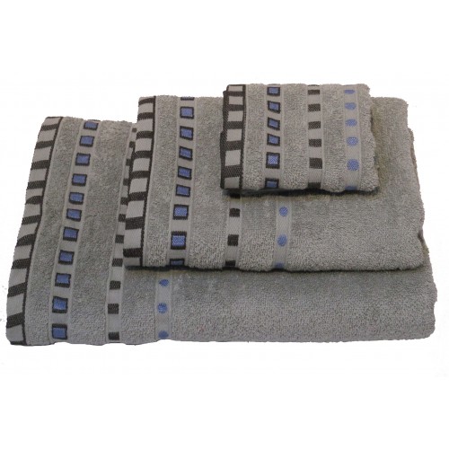 Towel Set 3 pcs KOMBOS Pennie 450g/m2 Polka Dot Jacquard Gray (30x50, 50x90, 70x140)