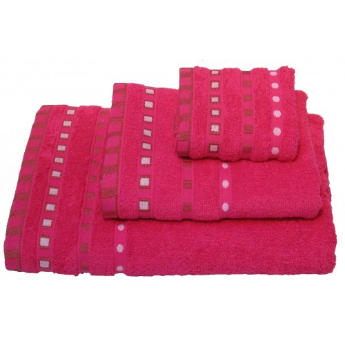 Towel Set 3 pcs KOMBOS Pennie 450g/m2 Poisson Jacquard Fuchsia (30x50, 50x90, 70x140)
