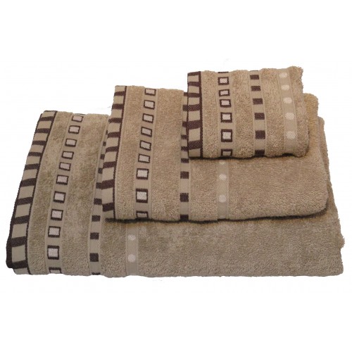 Towel Set 3 pcs KOMBOS Pennie 450g/m2 Polka Dot Jacquard Beige (30x50, 50x90, 70x140)