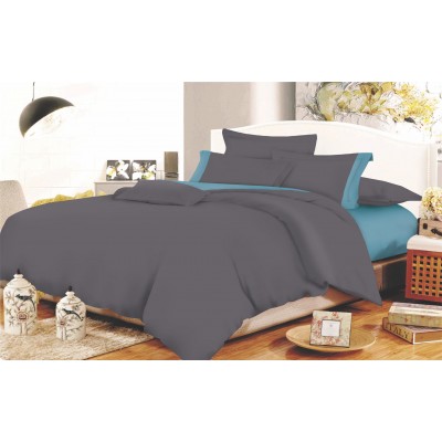 Sheet Set KOMBOS Cotton Line Anthraces - Dolphin Blue Monochrome with Bandage Double with elastic 150x200 22