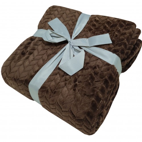Blanket Le Blanc Velor Flannel Brown Double 200x220 400gsm