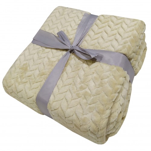 Le Blanc Velor Flannel Cream Blanket Double 200x220 400gsm
