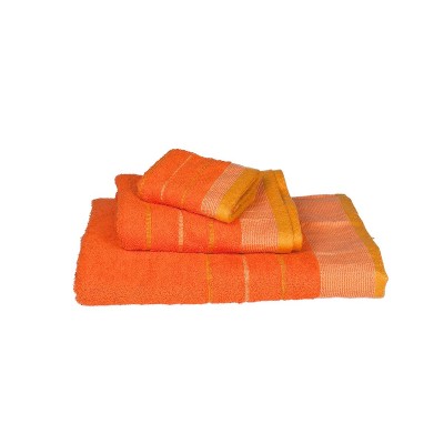 Πετσέτα ΚΟΜΒΟΣ Πεννιέ 480γρ/μ2 ρίγα νηματοβαφή Πορτοκαλι Προσώπου 50x90