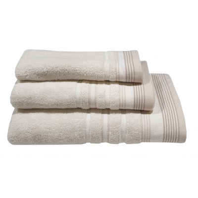 Πετσέτα ΚΟΜΒΟΣ Satin Stripe Πεννιέ 450γρ/m2 100%  Cotton Προσώπου Sand 50x90