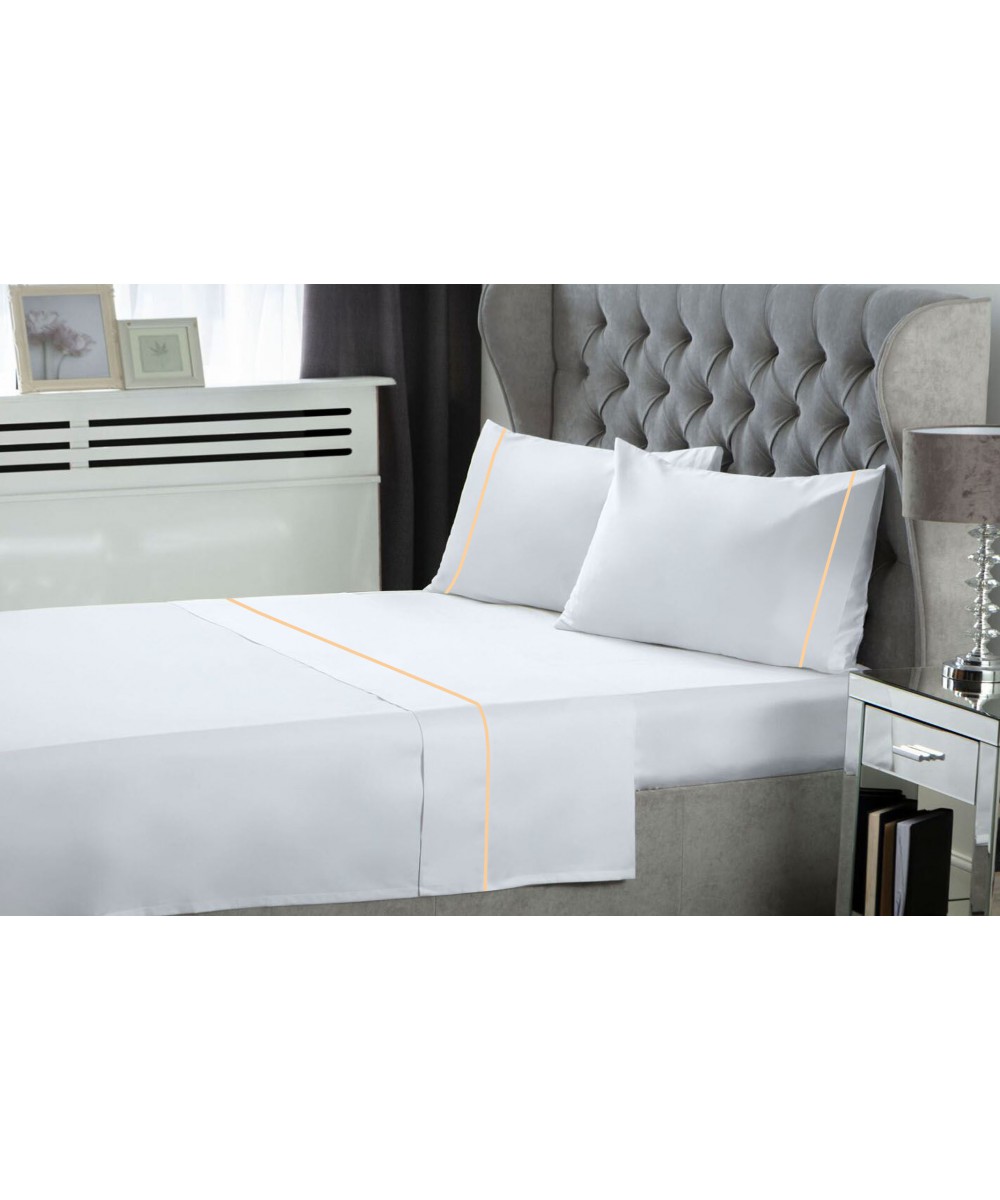 Sheet Set Le Blanc Monochrome with Polycotton Wick 50/50 TC144 White Single with elastic 100x200 35