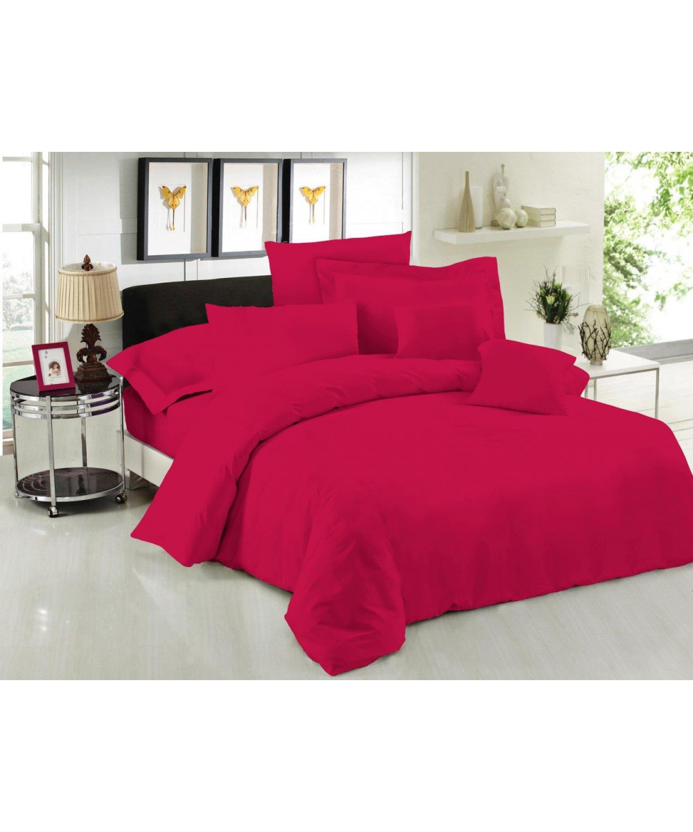 Σεντόνι Μεμονομένο LeBlanc Μονόχρωμο Polycotton 50/50 TC144 Cherry Μονό με λάστιχο 100x200 35