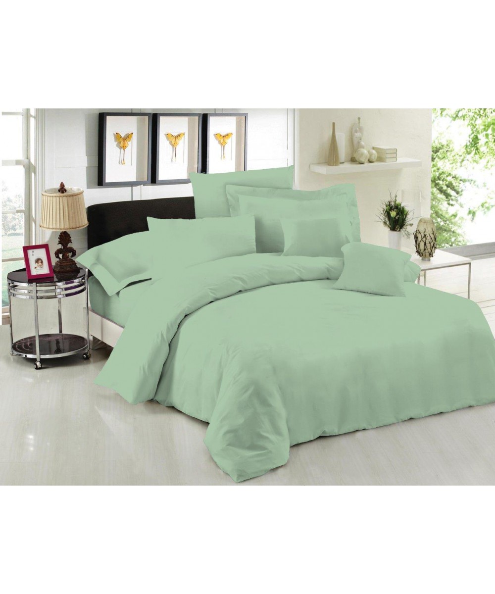 Σεντόνι Μεμονομένο LeBlanc Μονόχρωμο Polycotton 50/50 TC144 Green Μονό με λάστιχο 100x200 35