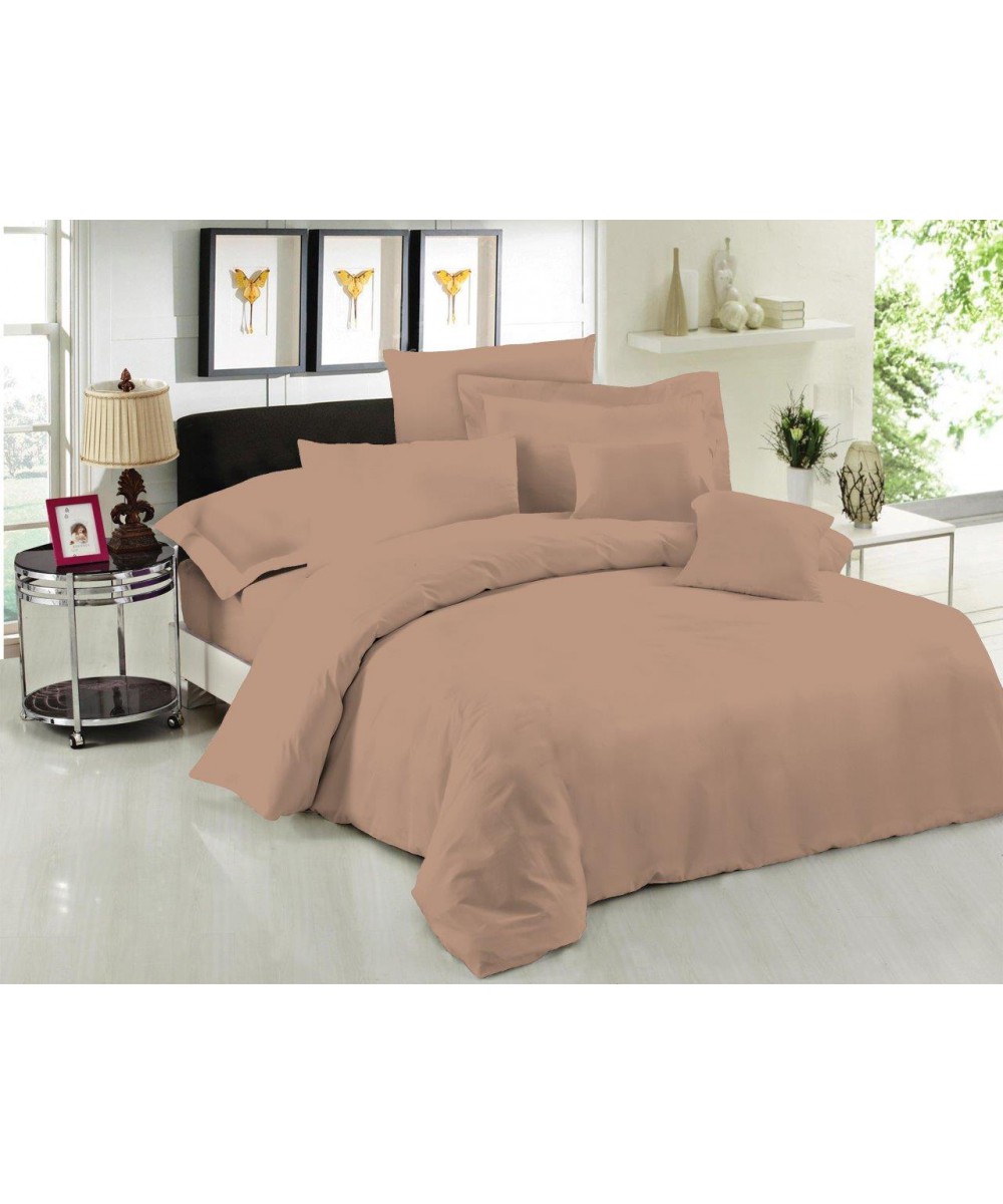 Sheet Single LeBlanc Monochrome Polycotton 50/50 TC144 Light Brown extra double with elastic 160x200 35