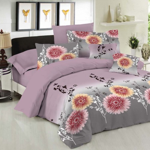 Le Blanc Premium Cotton 100% Chrysanthemum Lilac Sheet Set Single 170x270