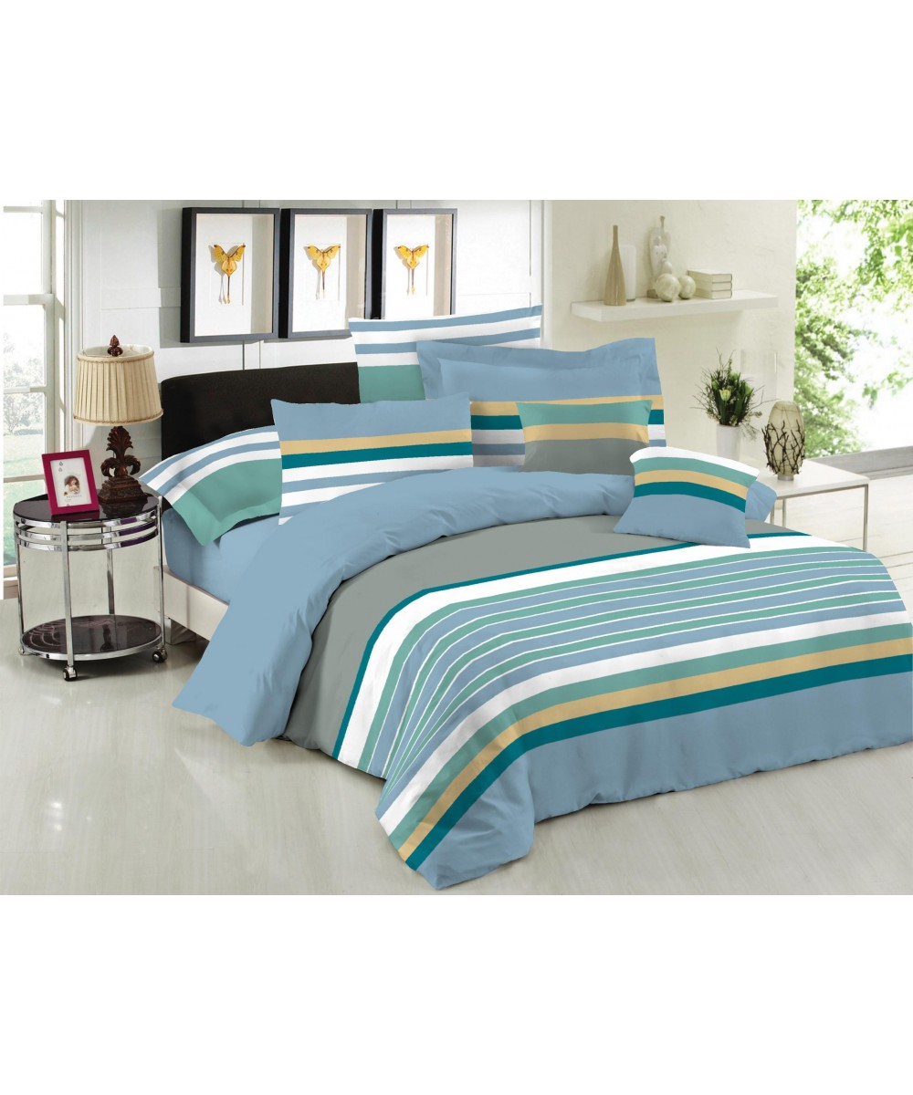 Duvet Cover Set Le Blanc Premium Cotton 100% Nevada Blue Super Double 220x240