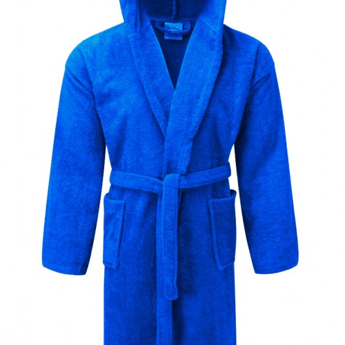 Μπουρνούζι ΚΟΜΒΟΣ Πετσετέ με κουκούλα 400gr/m2 100%  Cotton  Blue Large