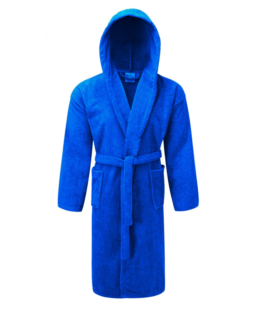 Μπουρνούζι ΚΟΜΒΟΣ Πετσετέ με κουκούλα 400gr/m2 100%  Cotton  Blue Medium