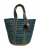 Τσάντα Θαλάσσης ΚΟΜΒΟΣ 50%  Γιούτα - 50%  Βαμβάκι  Natural - Blue  40x50 - Design 4