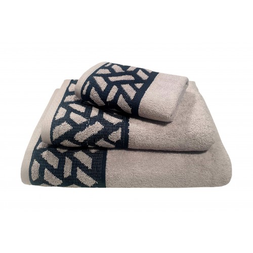 Le Blanc Jacquard Penne Towel 550gr/m2 MYKONOS Gray Face Towel 50x90
