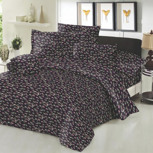 Sheet set KOMBOS Cotton Line Printed Little Rose Black Extra double with elastic 170x200 22
