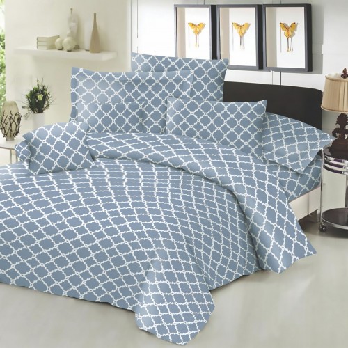 Sheet set KOMBOS Cotton Line Printed Montana Sky Gray Extra double with rubber 170x200 22