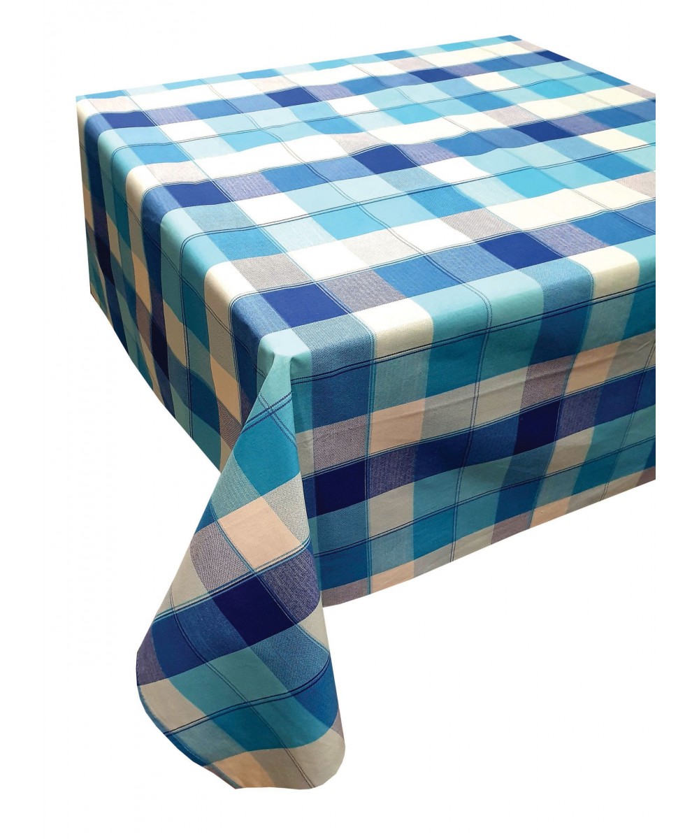 Tablecloth KOMBOS Plaid Polycotton Design-3 Turquoise 140x140