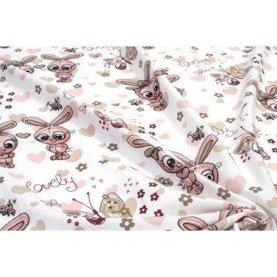 ΚΑΤΩΣΕΝΤΟΝΟ ΜΕ ΛΑΣΤΙΧΟ bebe Bunnies 30 0,70X1,40X0,15 White-Coral 100%  Cotton Flannel