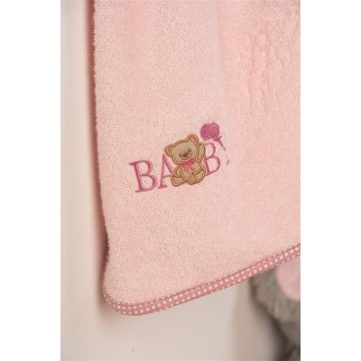 ΚΑΠΑ Με Κέντημα bebe Baby Bear 162 75X85 Ροζ 100%  Cotton