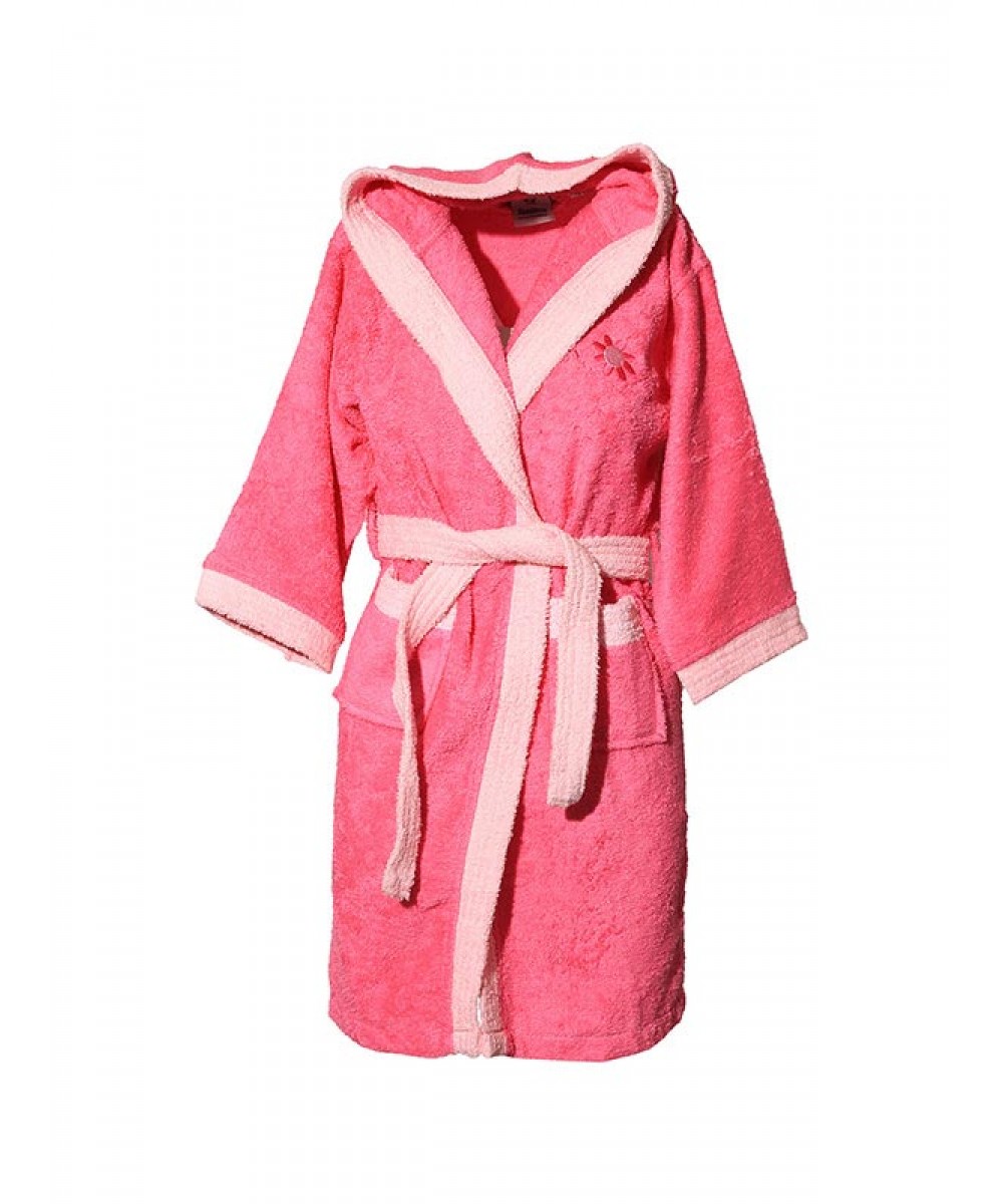 Fuchsia hooded children's bathrobe