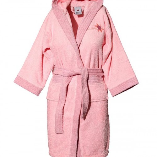 Pink hooded children's bathrobe