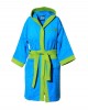 Turquoise hooded children's bathrobe