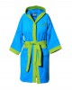 Turquoise hooded children's bathrobe