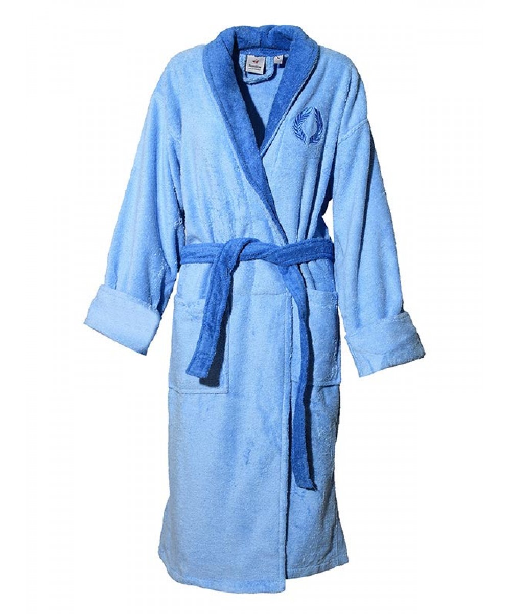 Blue embroidered bathrobe