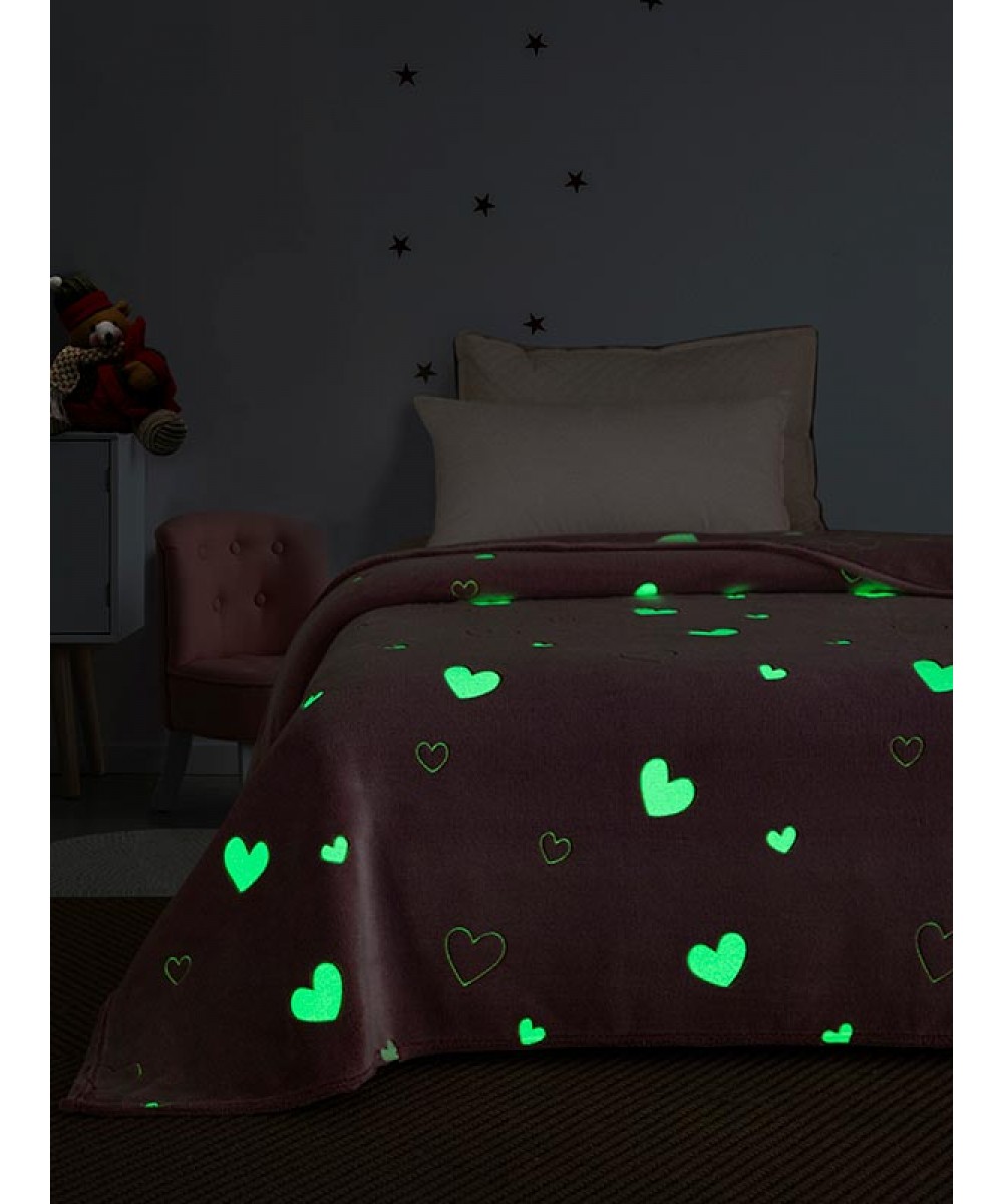 Fluorescent Blanket Hearts Pink Moni (160x220)