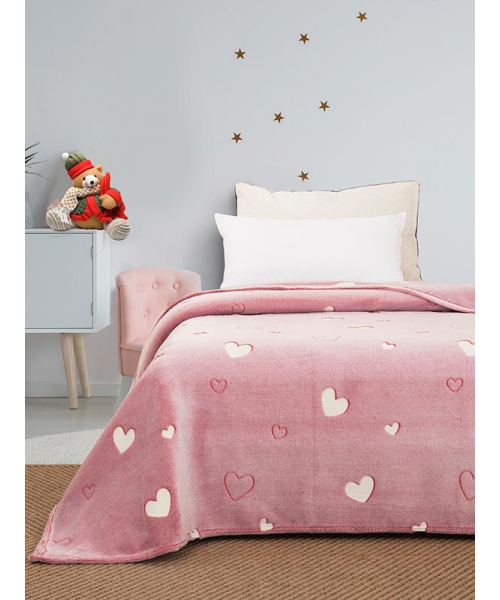 Fluorescent Blanket Hearts Pink Moni (160x220)