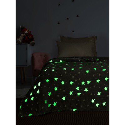 Κουβέρτα φωσφοριζέ μονή Stars Pink Μονή (160x220)
