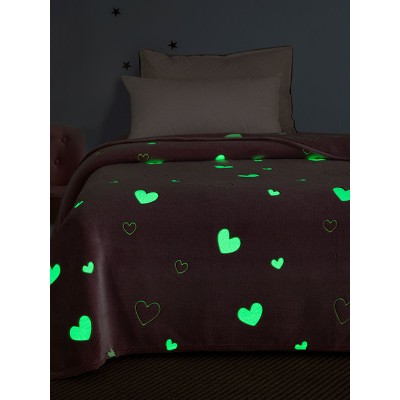 Hearts Pink fluorescent crib blanket 110x140